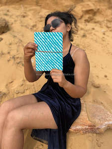 Nouveau vrai tissu de couverture rigide fait à la main journaux de fermeture de fil sécurisé Boho Vintage couverture colorée non doublée journaux intimes en feuilles recyclées - Product Image 6