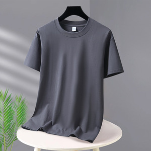 T-shirt en coton blanc pour homme, manches courtes, col rond, coupe classique, couleur unie, respirant, tricot jersey - Product Image 3