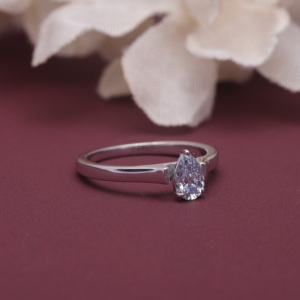 IGI Certified Pear Cut Lab Grown Diamond Engagement <b>Ring</b> 18K White / Rose & Yellow Gold Solitaire <b>Ring</b> Minimalist Bridal <b>Ring</b> - Product Image 6