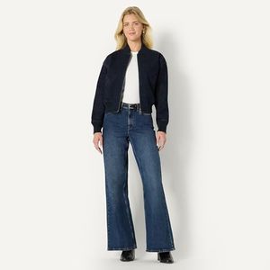 Chaqueta Bomber Vaquera Azul Oscuro para Mujer, con Cremallera, Estilo Oversize, para Otoño, Venta al por Mayor, Fabricante OEM - Product Image 2