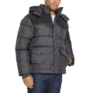 Veste d'hiver matelassée pour homme de haute qualité avec col montant, épaisse et chaude, en toile, logo personnalisé sur le devant, vente en gros - Product Image 2