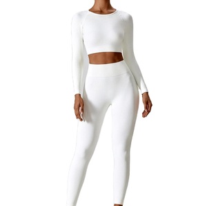 Ensemble de yoga en gros, tenue de sport extensible 2 pièces, combinaison de fitness longue, tendance, performance, séchage rapide, ensembles de yoga écologiques - Product Image 4