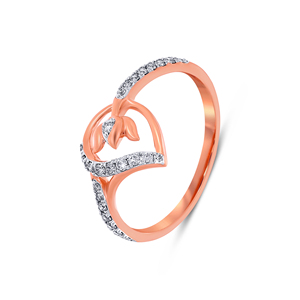 Encantador anillo de diamantes de oro rosa de 14 quilates, piedras de corte redondo de 0,50 quilates, regalo de aniversario para mujer, joyería fina - Product Image 3