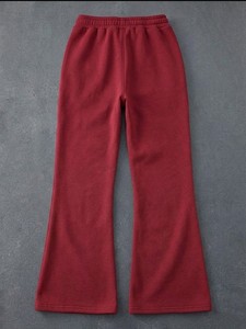 Pantalones de chándal de forro polar rojos para mujer, corte recto y holgado, cintura media, con cordón, casuales, de largo completo, con logo bordado en la pierna derecha, para otoño - Product Image 2