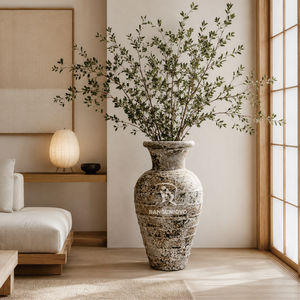 Florero de Mimbre Bellamente Tallado, Duradero y Ecológico, Perfecto para Hogares Tropicales, Villas y Casas de Campo - Product Image 2