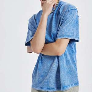 Camiseta de punto lisa con lavado ácido extremo, estilo vintage, corte holgado, efecto desgastado por el sol, oversize, 100% algodón, estilo lavado a la piedra, comodidad - Product Image 5