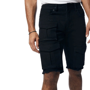 Good Manufacturer Custom Logo Distressed Shorts Denim Shorts High Street Fashion Elastic Waist Jean Shorts Men - Product Image 5