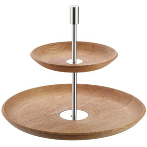 2 Tier Wooden Cake Stand And Cupcake Display Natural Solid Wood Tiered Serving Tray For <b>Dessert</b> Table Wedding Parties Low Price - Product Image 1