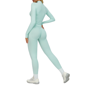 New Yoga Set Women 3 Piece Fitness Sportswear Long Sleeve Zip up Tops High Waist Gym Legging <b>Workout</b> Outfit with <b>jacket</b> - Product Image 4