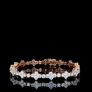 Rhodium Plated Moissanite Tennis Bracelet Womens Luxury Flower Design Round Brilliant Cut Prong Setting Wedding Jewelry Chic <b>Set</b> - Product Image 1
