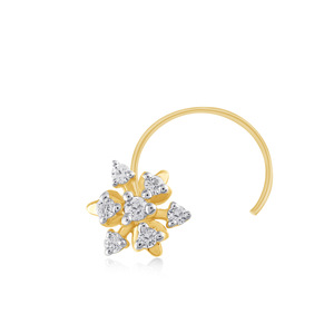 GLEAMORA ENTERPRISE Flower Shape Brilliant Cut Lab Grown <b>Diamond</b> <b>Nose</b> Pin 14K Yellow Gold Plated Luxury <b>Stud</b> Women's Everyday - Product Image 1