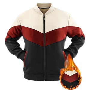 Blouson d'aviateur d'hiver personnalisé avec logo brodé en chenille Vestes universitaires en cuir véritable rose Colorblock pour hommes - Product Image 1