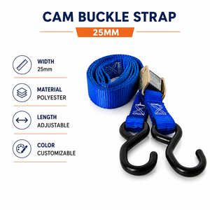 Correa de Amarre con Hebilla de Leva para Transporte Logístico, 25mm, Poliéster, 250kg, con Gancho en S para Sujeción de Carga, Directo de Fábrica, Proveedor OEM - Product Image 4