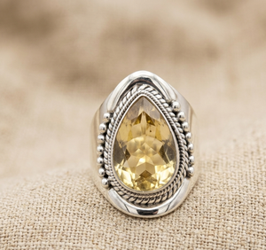 Natural Citrine <b>Ring</b> 925 Sterling <b>Silver</b> <b>Statement</b> <b>Ring</b> Pear Cut Gemstone <b>Ring</b> Yellow Gold Rose Gold Plated Jewelry for Men - Product Image 6