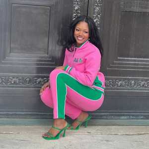 กางเกงวอร์ม AKA Air Tech Fleece สีชมพูเขียว สำหรับผู้หญิง กางเกงจ็อกเกอร์ กางเกงวอร์มสำหรับออกกำลังกาย คุณภาพพรีเมียม สวมใส่สบาย - Product Image 2