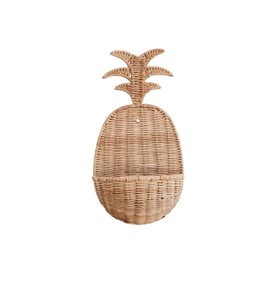 Panier mural en rotin tressé fait main en forme de fruit, panier de rangement suspendu pour la décoration, la chambre d'enfant, l'organisation de la maison, fabriqué au Vietnam - Product Image 1