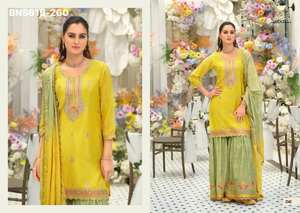 Superbe tenue de festival en tissu chinon, aux couleurs éclatantes et d'un look élégant, avec broderies, à prix de gros. - Product Image 2