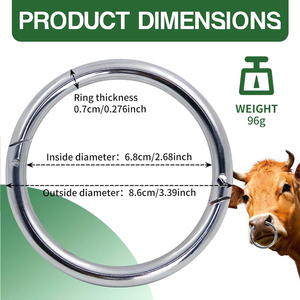 Anillo Nasal de Acero Inoxidable para Ganado, Resistente a la Corrosión, Accesorio de Ganadería Confiable para Agricultores y Veterinarios - Product Image 4