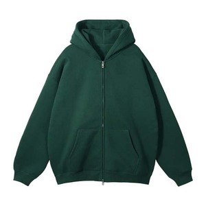 Men's <b>White</b> <b>Oversized</b> Zip-Up <b>Hoodie</b> Fleece Casual Hooded Sweatshirt Regular Fit Solid Color Pocket Design Autumn Wear - Product Image 2