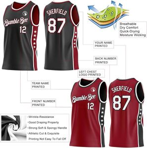 Ensembles de maillots de basket-ball personnalisés pour fans, t-shirts sans manches et shorts réversibles, uniformes d'équipe pour hommes/femmes/jeunes - Product Image 2