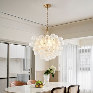 Lampadario a sospensione dorato da 20 pollici con paralume a globo in vetro trasparente, altezza regolabile per soggiorno e sala da pranzo - Product Image 3