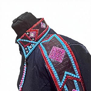 Rétro personnalisé Western Pleasure chemise de spectacle noire pour les femmes personnalisé rodéo reine équitation porter rétro Rail chemise - Product Image 1