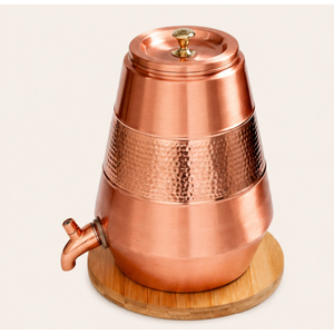 Handcrafted Pure Copper Water Dispenser with Tap Ayurvedic Copper Water Tank Hammered Finish Antimicrobial Storage Container - Product Image 3
