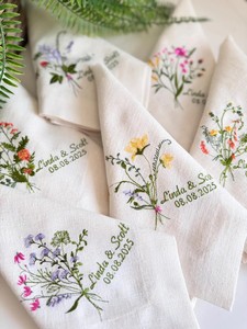 Custom Handmade Embroidered Pastoral <b>Linen</b> Cotton <b>Cloth</b> Square Dinner Napkins for Wedding Home Restaurant - Product Image 1