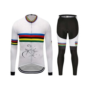 Ensemble de maillot et de short de cyclisme personnalisé OEM unisexe en polyester, manches longues, vêtements de vélo respirants et à séchage rapide, pour le Tour - Product Image 5