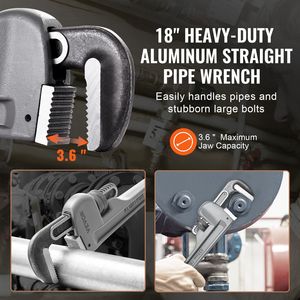 Chiave a Tubo Dritta in Alluminio da 18 Pollici con Impugnatura Ergonomica Regolabile e Mandrino ad Alta Resistenza, Strumento Idraulico Facile da Usare - Product Image 5
