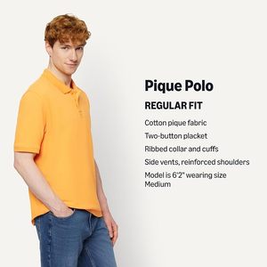 Polo en coton orange pour homme, manches courtes, couleur unie, décontracté, tissé, respirant, coupe classique - Product Image 6