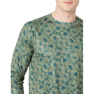 Camiseta de Natación para Hombre, Manga Larga, Diseño Floral Verde, Protección Solar UPF 50+, Secado Rápido, Estampada - Product Image 3