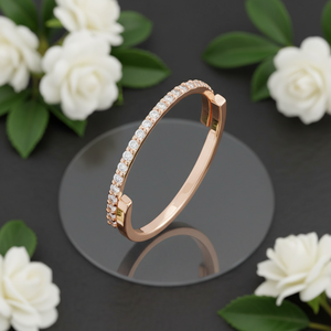 แหวนแต่งงานครึ่งวงประดับเพชรคิวบิกเซอร์โคเนียหรูหรา เงินแท้ 925 แบบซ้อนได้ สำหรับงานหมั้นและวันครบรอบ - Product Image 3