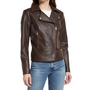 Classic Collar Solid Winter Knitted <b>Leather</b> Jacket Women Zipper Closure Warm Inner Lining Fashion Streetwear Casual Export - Product Image 4