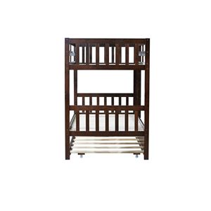 Letto a Castello Convertibile in Legno di Gomma con Letto Estraibile per Bambini con Scala di Sicurezza - Product Image 2