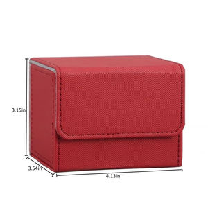Boîte de rangement portable carrée pour cartes de jeu en cuir PU, disponible en rose, turquoise, gris et bleu - Product Image 6