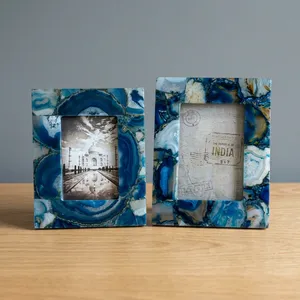 20 Word Product Title: Handmade Blue Marble Agate Quartz Photo <b>Frame</b> Rectangular Tabletop Display Decorative <b>Picture</b> <b>Frame</b> - Product Image 4