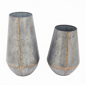 Ensemble de 2 vases à fleurs en fer, métal, luxe, décoration de table de jardin ou de maison, forme unique, vase tendance - Product Image 1