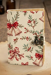 Christmas Leather Journal Festive Bells Floral Diary - Product Image 5