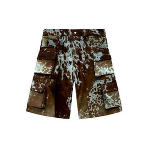 Pantalones Cortos de Cuero Vacuno con Pelo para Hombre, Estilo Vaquero Occidental, Moda Urbana de Lujo, Pantalones Cortos de Cuero Genuino - Product Image 1