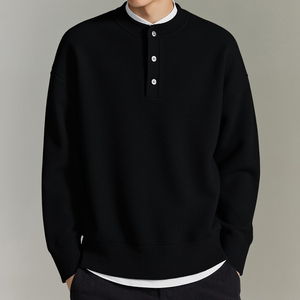 Men's High Quality Winter <b>Henley</b> Knit Sweater <b>Long</b> <b>Sleeve</b> Button Placket Pullover Soft Warm Casual Knitwear Custom Wholesale Man - Product Image 3