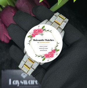 Reloj de Lujo con Diamantes Moissanite VVS Brillantes, Cristal Analógico, Mecánico Automático, Resistente al Agua, Unisex, Correa de Acero Inoxidable, Estilo Hip Hop - Product Image 1