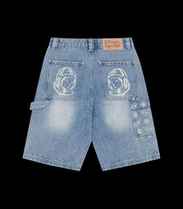 Shorts en jean pour hommes au design unique, couleurs claires, style streetwear, denim délavé moyen, à prix abordable, dernière collection - Product Image 3