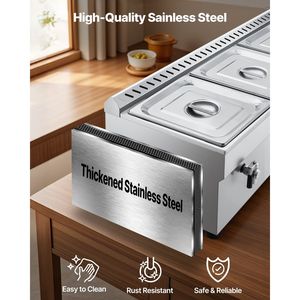 Scaldavivande Commerciale a Vapore a Gas Propano con Scaldaspezie da Esterno a Gas LP in Acciaio Inossidabile, Attrezzatura per Mantenere Caldi e Riscaldare Alimenti con 4 Vasche Regolabili - Product Image 4