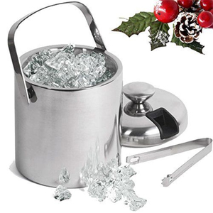 Cubo de hielo de acero inoxidable con asas de cuerda, elegante acabado martillado con asas decorativas para uso en el hogar, bar o restaurante. - Product Image 3