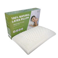 Almohada de espuma viscoelástica con contorno de látex Natural 100% al por mayor con características de masaje almohadas con función de nombre de goma estampada posicionadores