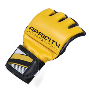 Gants de MMA de haute qualité pour adultes, couleur jaune et noir, en cuir véritable, légers, avec sangle de poignet réglable, fermeture à boucle, gants de boxe - Product Image 3
