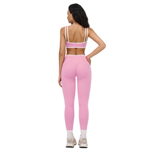 Set Yoga Rosa da Donna 2 Pezzi <span class=keywords><strong>per</strong></span> Allenamento Abbigliamento Sportivo Personalizzabile Set Yoga <span class=keywords><strong>Fitness</strong></span> - Product Image 3
