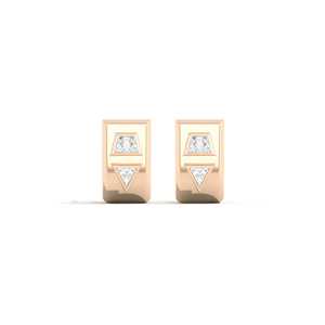 Paire de boucles d'oreilles demi-cercle géométriques en or massif 10K 14K 18K avec diamants de laboratoire sertis en clos, pour femme, vente en gros, personnalisables, pour mariage et soirée - Product Image 1