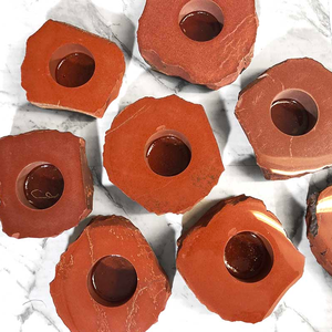 Crystal Stone <b>Red</b> jasper Carved Handmade Natural Stone <b>Candle</b> Holder Gemstone Agate Healing Wholesaler - Product Image 5
